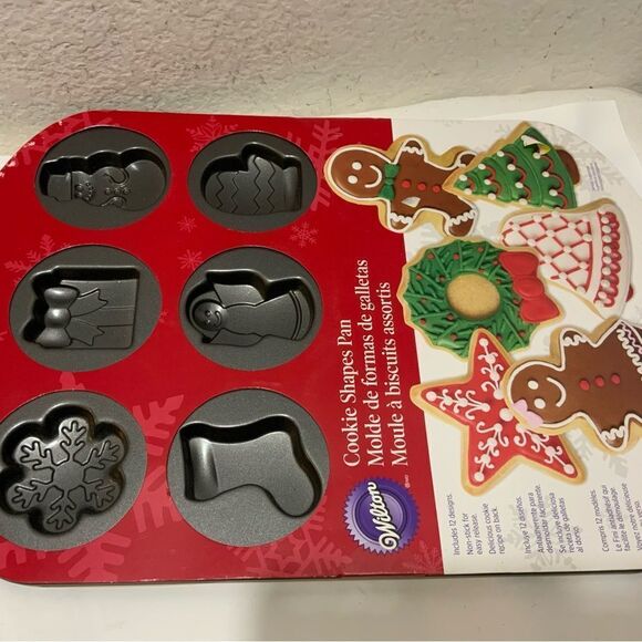 New Wilton Non-Stick Christmas Cookie Pan Holiday Shapes 12 Cavity A12 - Picture 2 of 5